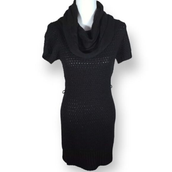 DEREK HEART BLACK COWL-NECK SWEATER DRESS SZ.L NWT - Picture 1 of 9